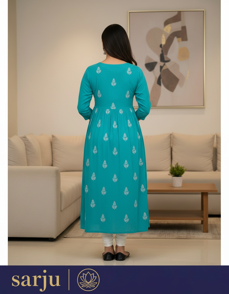 Rayon Embroidered Kurti for Women