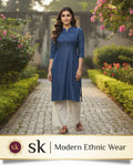 Kurti Zigzag Design Three Quarter Sleeves Zigzag Design Pure Cotton Denim KURTI FOR Womens And Girls