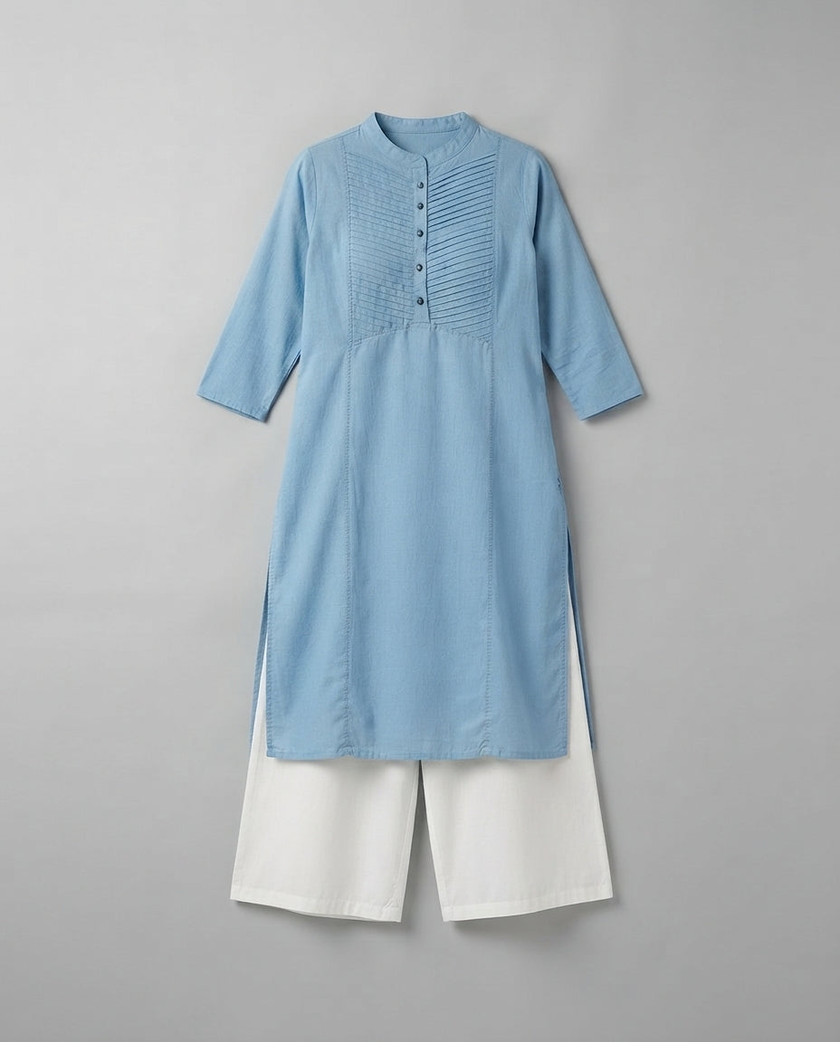 Kurti Zigzag Design Three Quarter Sleeves Zigzag Design Pure Cotton Denim KURTI FOR Womens And Girls