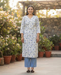 Soft Cotton Everyday Wear Floral Print A-Line Kurta